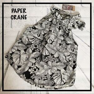 PAPER CRANE Black/White Tie Neck Sleeveless Blouse